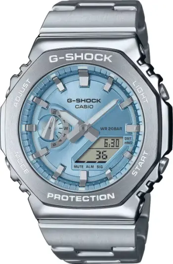 Ora dixhitale Casio G SHOCK, unisex, çelik, argjend