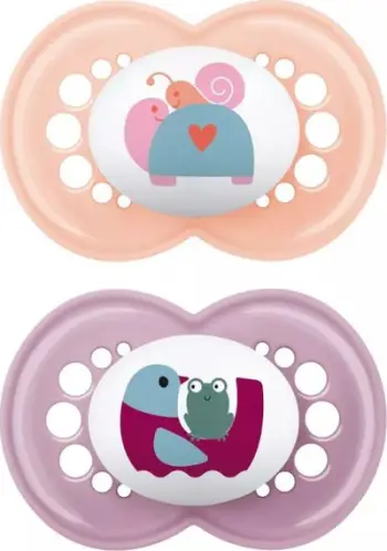 Cicë MAM Original Better Together, silikon ortodontik, 6m+, 2 copë, ngjyra për vajza