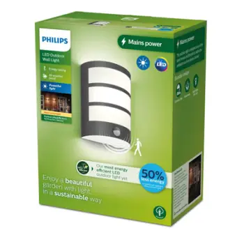 Aplik muri i jashtëm Philips Python 8720169269194, LED, me sensor lëvizjeje, antracit