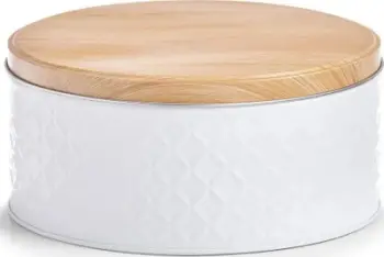 Enë ruajtëse Zeller Scandi, metalike me kapak bambuje, 19.5cm, e bardhë