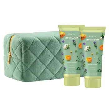 Set PUPA Milano Secret Garden Let's Bloom, xhel dushi 200 ml + losion për trup 200 ml + çantë kozmetike