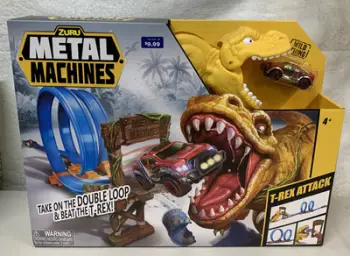 Set gare me makina ZURU Metal Machines T-Rex Attack, dy loop-e, për fëmijë 4+, shumëngjyrësh