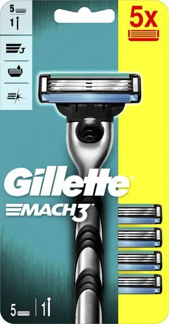 Set rroje për meshkuj Gillette Mach 3, brisk + 5 koka zëvendësuese