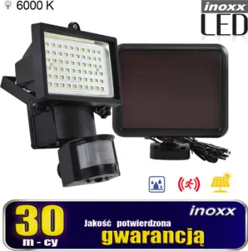 Prozhektor diellor LED Inoxx 60 SMD, sensor lëvizjeje, dritë e ftohtë 6000K, i zi