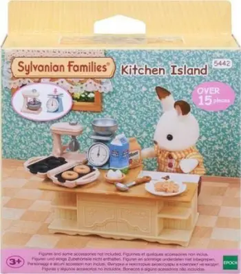 Set lojërash Sylvanian Families Epoch 5442 Kitchen With Island, kuzhinë me ishull, me figurë, shumëngjyrëshe