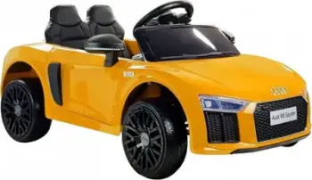 Makina elektrike për fëmijë Audi R8 Spyder, dyvendëshe, me telekomandë, e verdhë