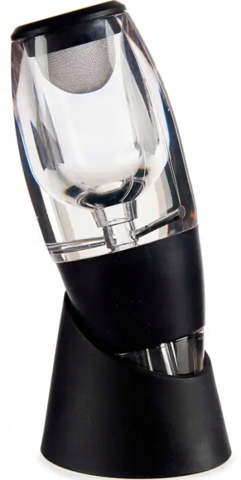 Aerator vere Kinvara Wine Aerator, filtër inoks, me bazë mbajtëse, i zi