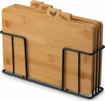 Set dërrasa prerëse KonigHOFFER Cedar, bambu, 4 copë, me mbajtëse metalike