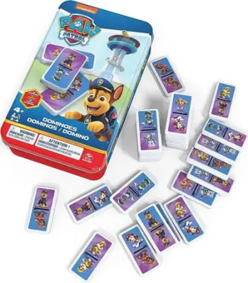 Lojë domino Spin Master Paw Patrol, kuti metalike, për fëmijë