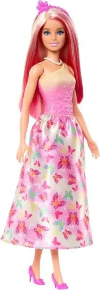 Kukull Barbie Butterfly Print Royal, fustan me flutura, aksesorë, rozë