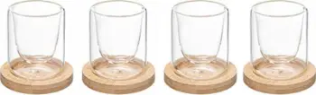 Set gota espresso Cleo, 4 copë, qelq me dy shtresa, 15 ml, transparente