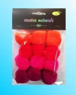 Toptha dekorativë Galeria Hobby Acrylic Pom Poms, 40 mm, set 12 copë, të kuqe dhe rozë