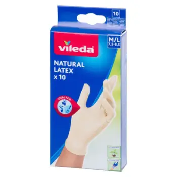 Doreza njëpërdorimëshe Vileda Natural Latex S/M, set 10 copë, bezhë