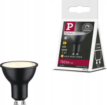 Llambë spot LED Paulmann Standard, GU10, 8W 750lm 2700K, e zezë