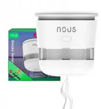 Sensor tymi i mençur Nous E8 Zigbee, fotoelektrik, me alarm zanor, i bardhë