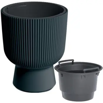 Vazo rrethore Milly DBMIG300, plastike, me insert të brendshëm, antracit