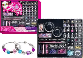 Set kreativ bizhuterish Lean Toys Jewellery Collection, 30+ varëse dhe rruaza, për fëmijë 6+, shumëngjyrësh