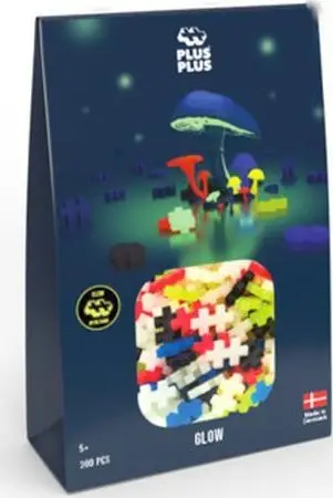 Lodra ndërtime Plus Plus Glow Color Mix, 300 pjesë, që shkëlqejnë në errësirë, multingjyrëshe