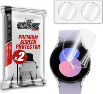 Mbrojtës ekrani keramik GrizzGlass për Samsung Galaxy Watch 5 44mm, xhami keramik fleksibël, 2 copë, transparent