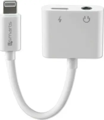 Adapter audio dhe karikim 4smarts SoundSplit, Lightning në 3.5mm, 6.5cm, i bardhë