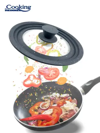 Kapak tenxhere Cooking by Heinner, buzë të rregullueshme 28 30 32 cm, xham dhe silikon, gri