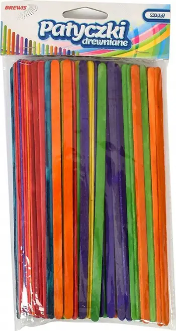 Shkopinj druri kreativ Brewis, 17.8 cm, set 80 copë, shumëngjyrësh
