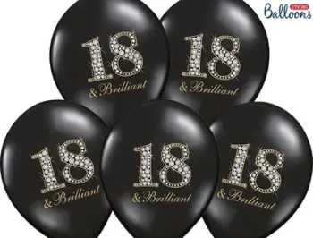 Balona Strong Balloons 18 & Brilliant, 30cm, set 6 copë, e zezë pastel