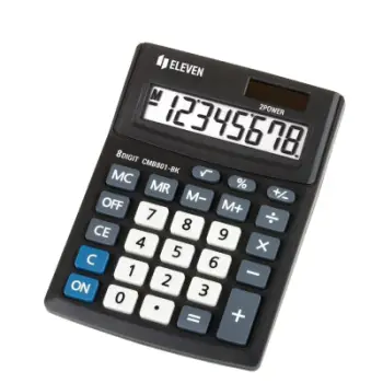 Kalkulator zyre ELEVEN CMB801-BK, 8 shifra, energji diellore dhe bateri, i zi