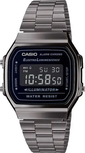 Orë dore Casio A168WEGG-1BEF Collection, digjitale, 36mm, metalike e zezë