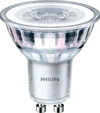 Llambë LED Philips GU10 3.5W, 275lm 4000K, xham transparent, set 2 copë