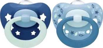 Biberon NUK Signature, silikon, 6-18 muaj, blu jeshile