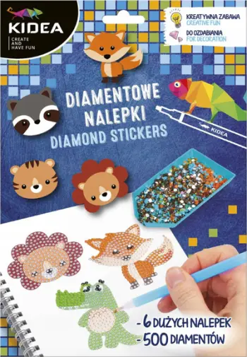 Set kreativ me ngjitëse Derform Diamond Stickers Animals, me gure dekorativë, shumëngjyrësh