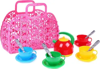 Set enësh plastike për fëmijë, 3 ngjyra, tabaka çantë plastike, 25x22x11 cm