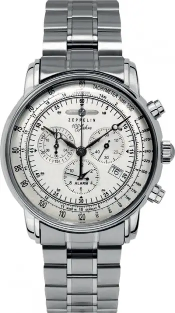Orë dore Zeppelin 100 Years 7680MB-1, kronograf kuarci, 42mm, argjendtë