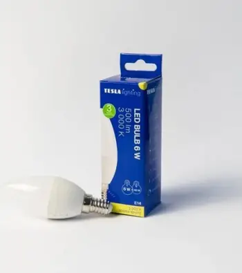 Llambë LED Tesla Candle E14, 6W, 500 lm 3000K, e bardhë e ngrohtë