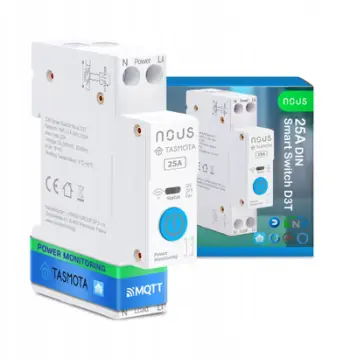 Modul releu Wi-Fi Nous D3T, DIN 25A, monitorim energjie, i bardhë