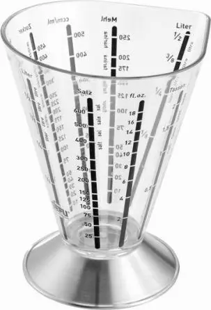 Gote matëse SATURAS 14450, 500 ml, plastike me bazë inoksi, transparente