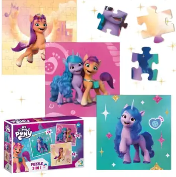 Puzzle për fëmijë My Little Pony 3 në 1, set me 3 puzzle, shumëngjyrësh