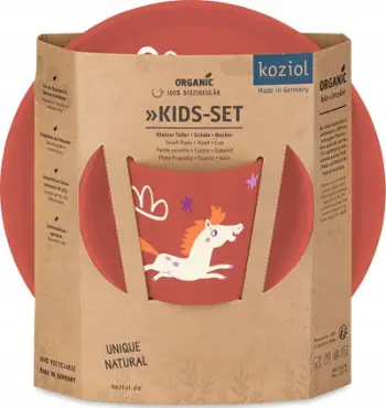 Set enësh për fëmijë Koziol Dreams, 3 pjesë, material bio-circular, i kuq