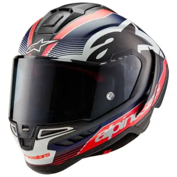 Kaskë moto Alpinestars Supertech S R10 Team, full face, madhësia XL, e zezë neon e kuqe blu e errët