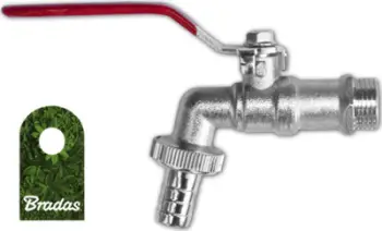Valvul sferike Bradas 3/4", për zorrë 3/4", bronz i nikluar