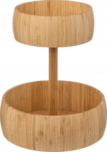 Stendë frutash 5five Simply Smart Bamboo Fruit Stand, 2 nivele, bambu, kafe, Ø 29cm