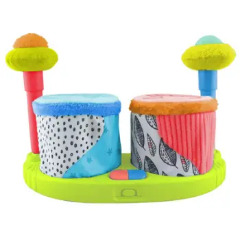 Lodër daulle Lamaze Squeeze Beats Drum Playset, interaktive, për foshnje 12m+, shumëngjyrëshe