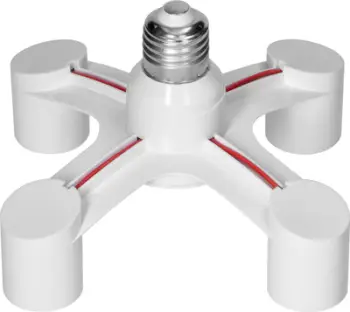 Adapter ndriçimi për llamba, E27 në 4xE27, i bardhë