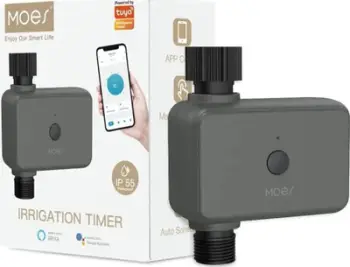 Valvul ujitjeje inteligjente Moes Irrigation Timer, Tuya BLE, IP55, gri e errët