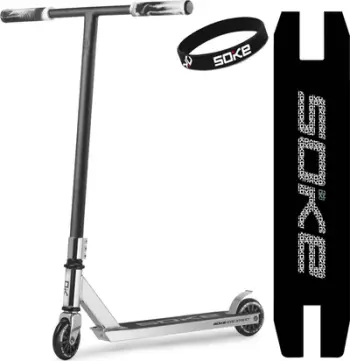 Trotinet stunt Soke EVO Street 1616, rrota 100mm, deri 100kg, argjendtë