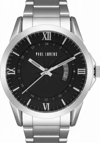 Ora dore Paul Lorens PL3844B3-1C1, mekanizëm quartz, për meshkuj, e zezë