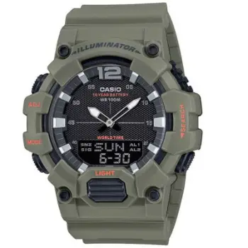 Ora dore Casio HDC700-3A2, analog digjitale, 100m rezistente ndaj ujit, khaki green