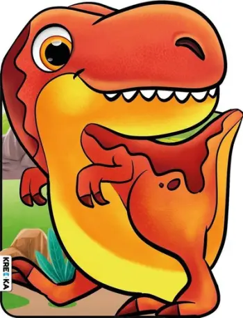 Libër ngjyrosjeje me ngjitëse Kreaka Tyrannosaurus, format dinosauri, për fëmijë, shumëngjyrësh