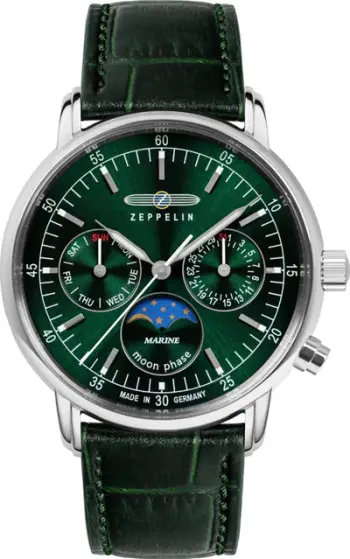 Orë dore Zeppelin LZ 14 Marine 86354, quartz, 36mm, e gjelbër